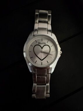 Mudd Silver Tone Heart Dial Bracelet Watch